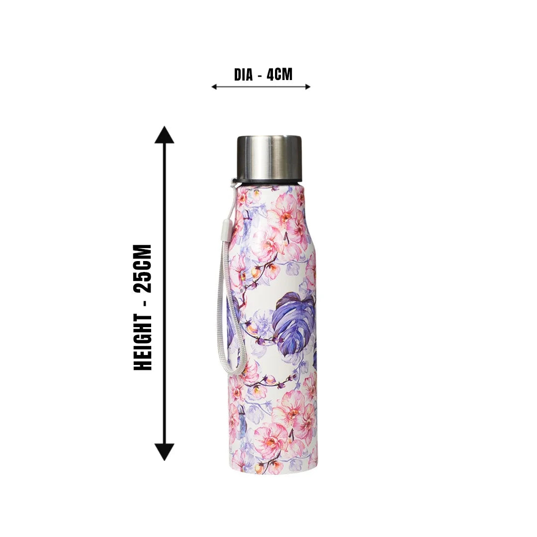 TAG HILLS Sparkle Printed Water Bottle White with Lavender 800ml MM3438