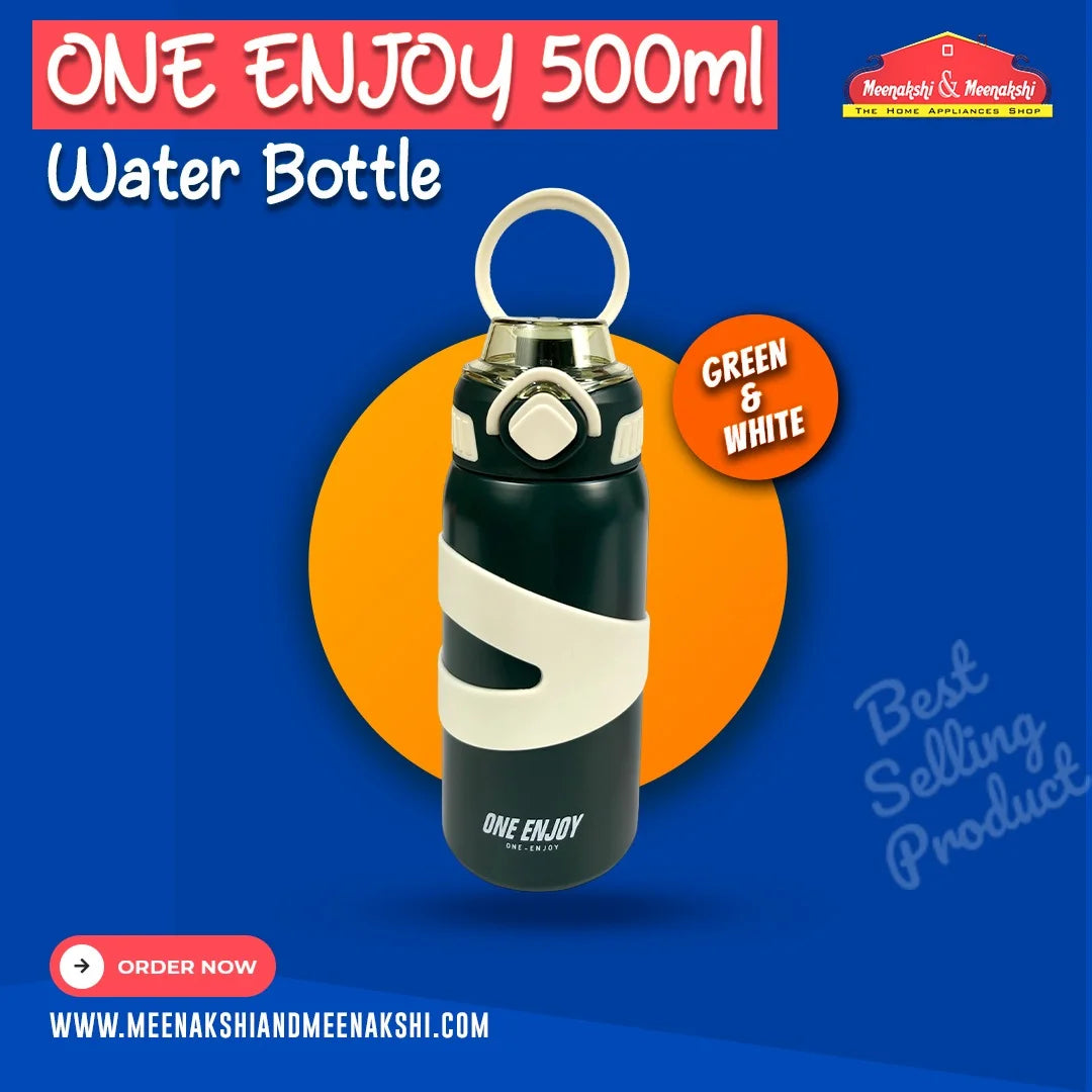 One Enjoy Water Bottle 500ml Green & White MM2714