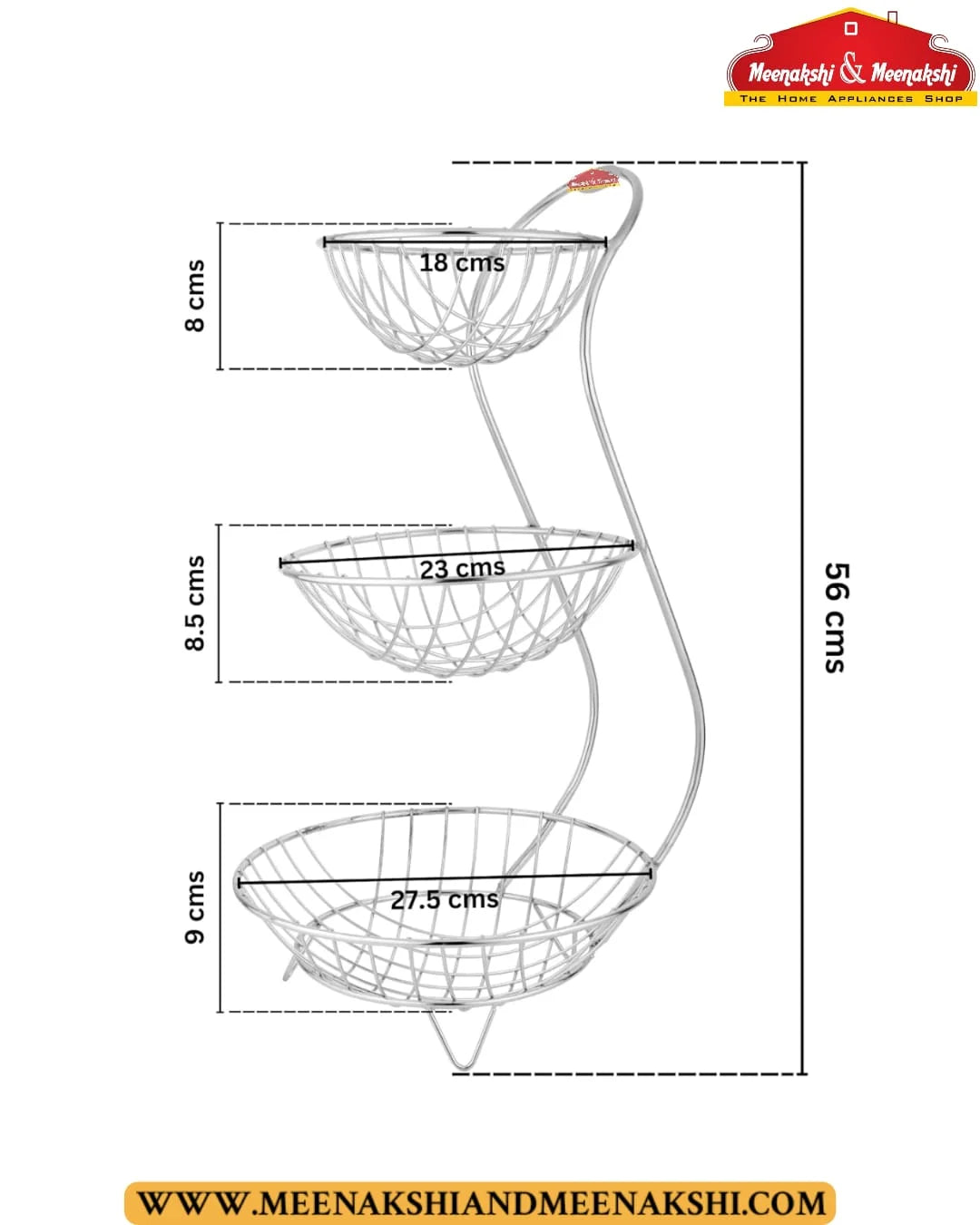 MM SS Round Fruit Bowl 3 tier MM1507