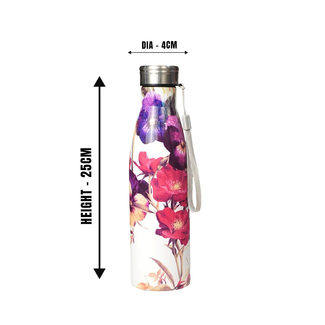 TAG HILLS Slim Printed Water Bottle White with Red 800ml MM3436