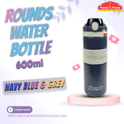 Rounds Water Bottle 600ml Navy Blue & Gray MM2710