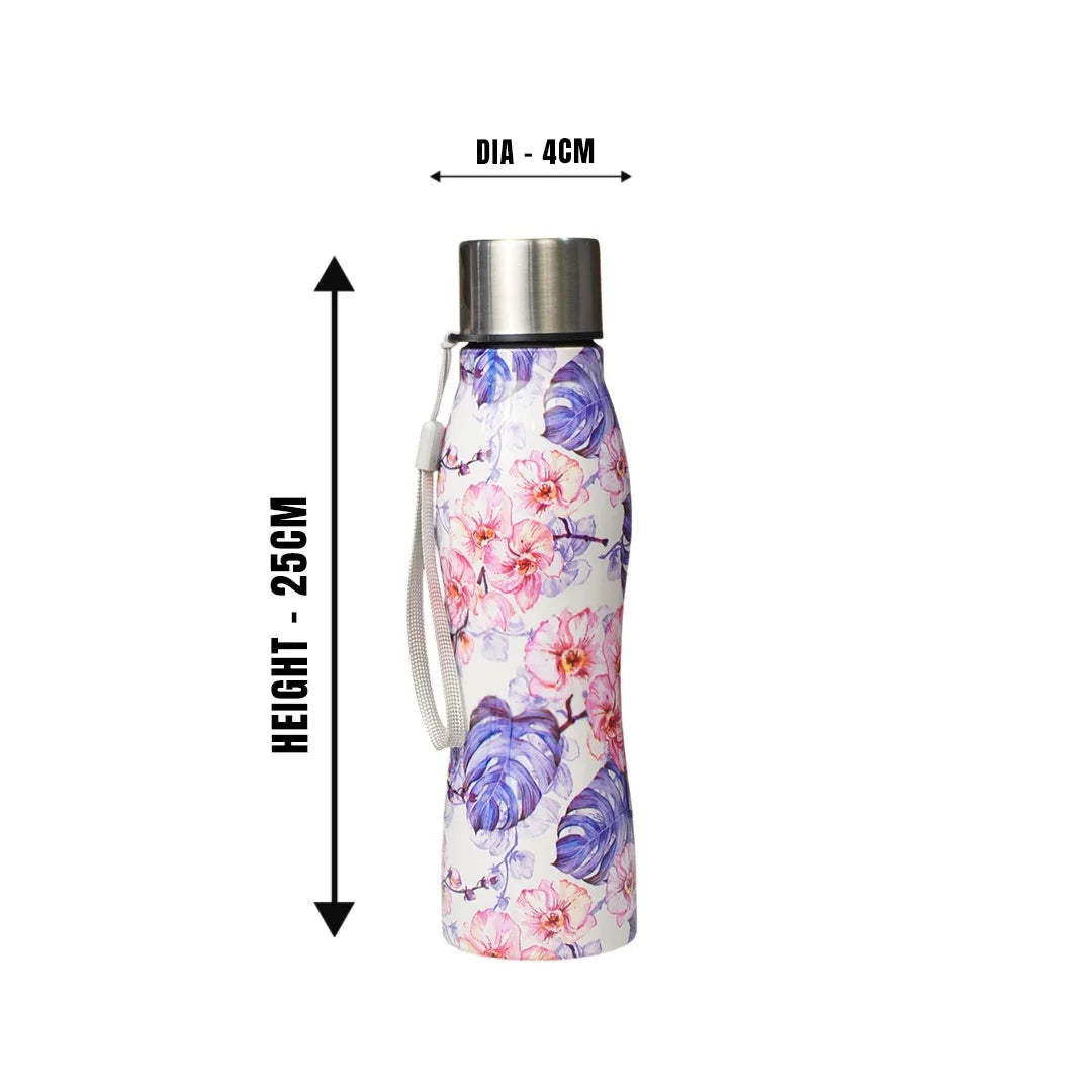 TAG HILLS Thunder Printed Water Bottle White with Lavender 800ml MM3443