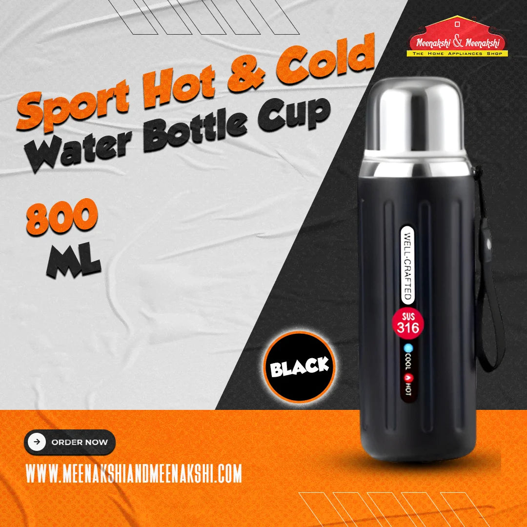 Sport Hot & Cold Water Cup 800ml Black MM2723