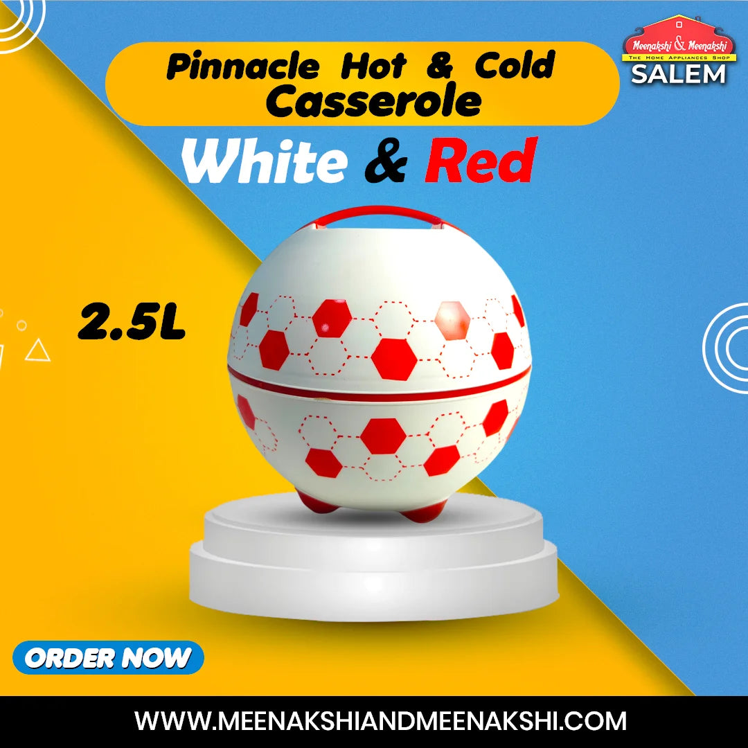 Pinnacle Hot & Cold Casserole 2500ml White & Red MM2735