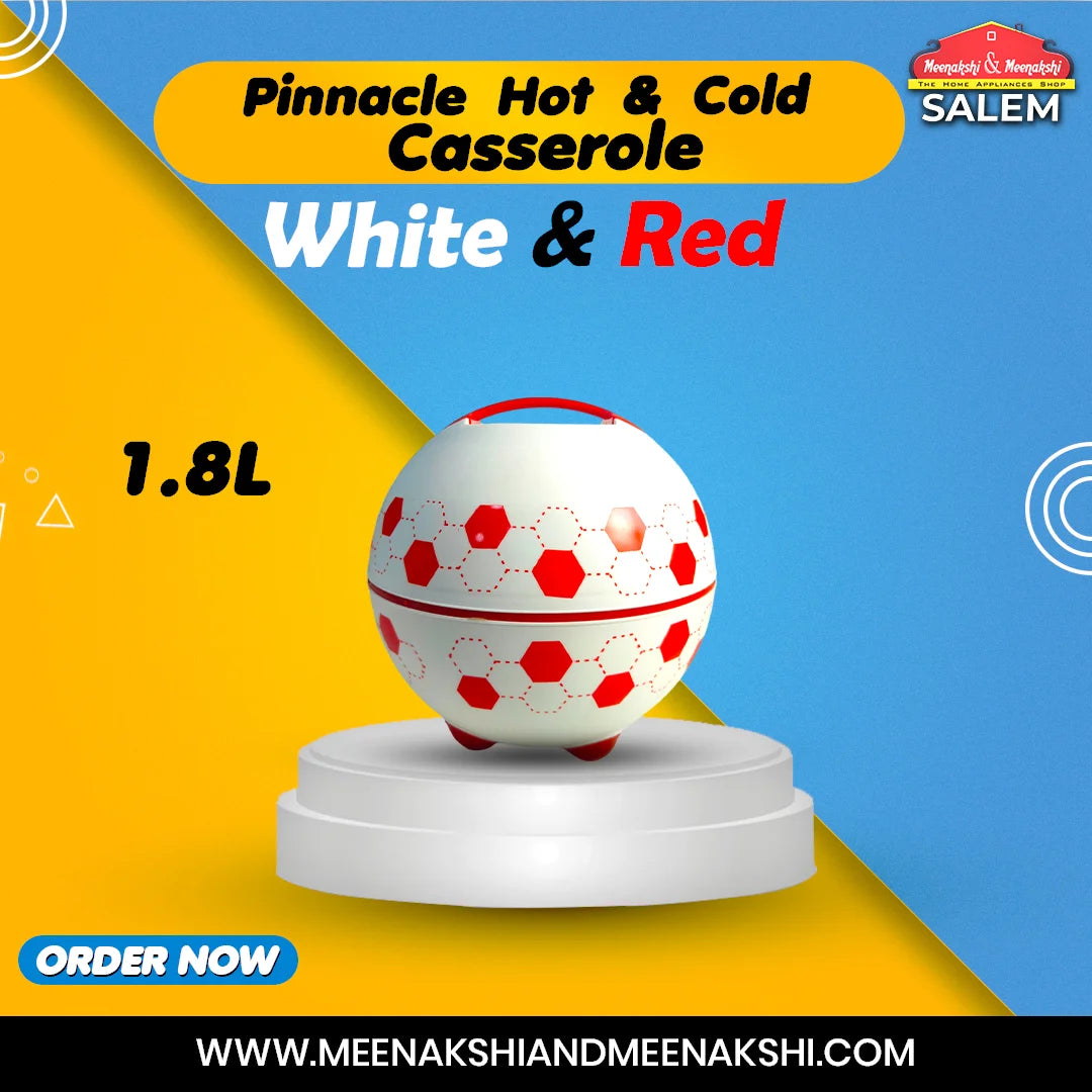 Pinnacle Hot & Cold Casserole 1800ml White & Red MM2732