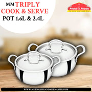 MM Triply Handi Cook and Serve Pot 1.6L & 2.4L MM2377