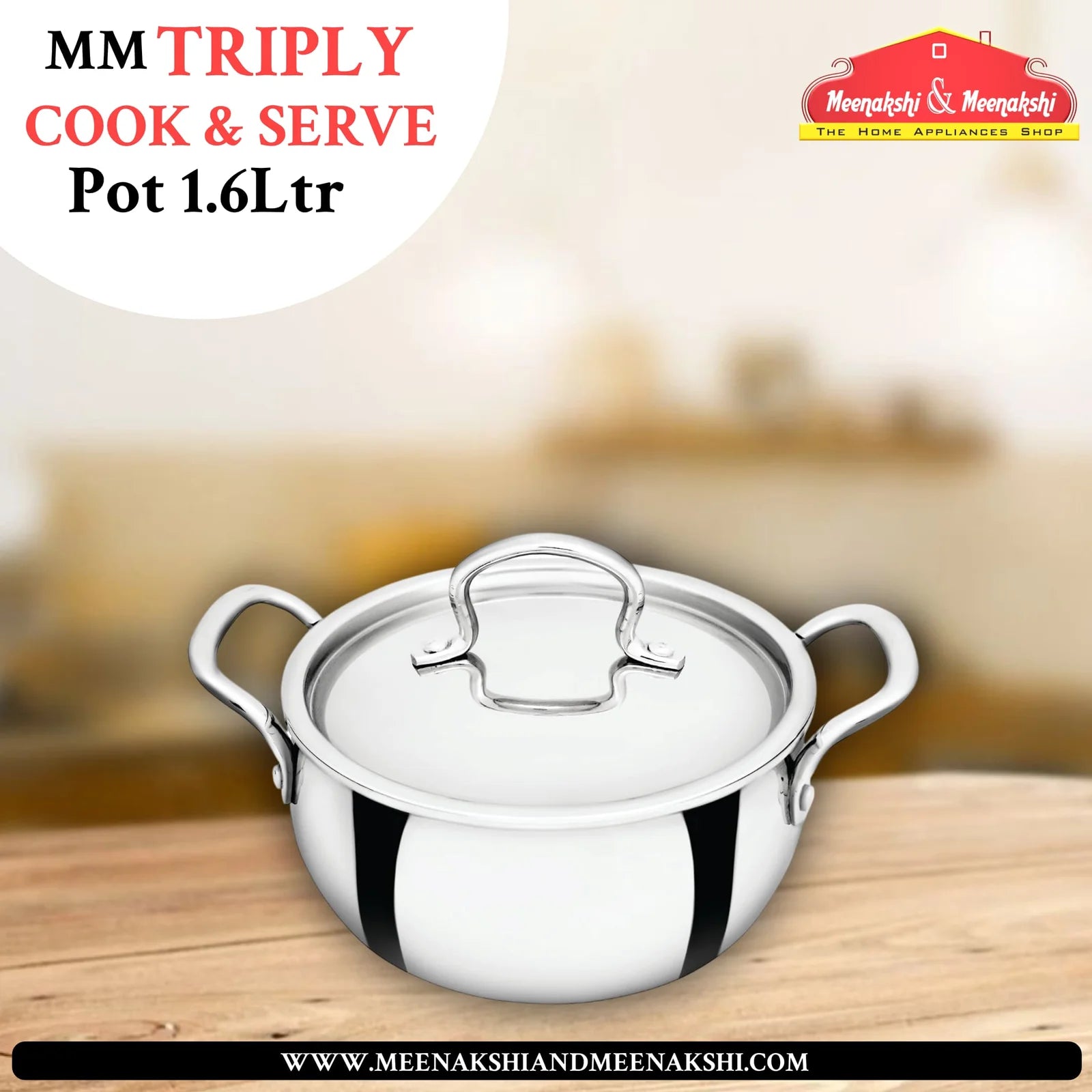 MM Triply Handi Cook and Serve Pot 1.6L MM2335