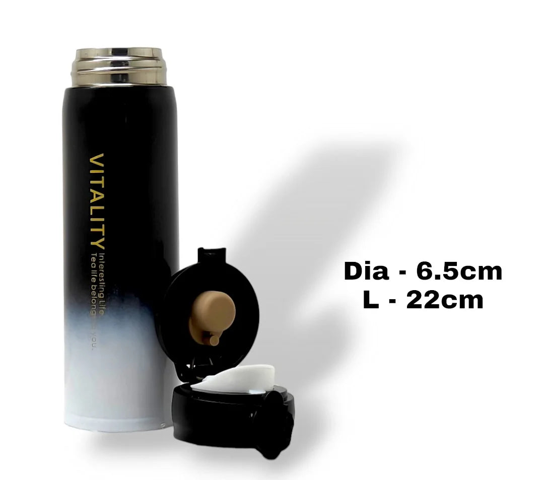 Hot & Cold Vitality Vacuum Flask 400 ml Black & White MM860
