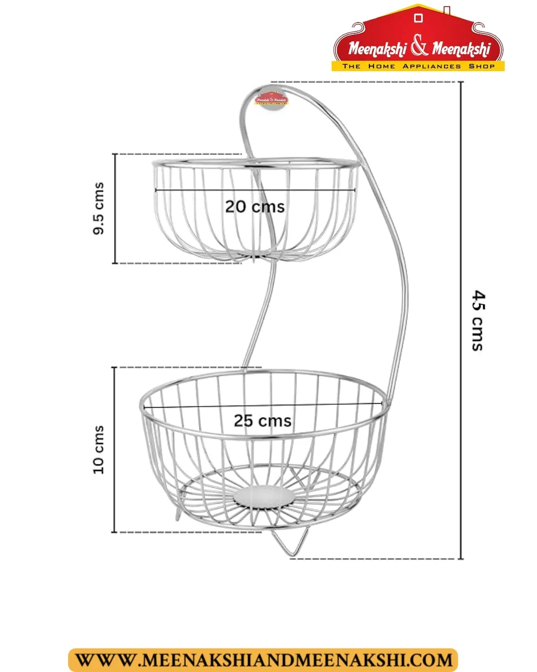 MM SS Round Fruit Basket 2 tier MM1506