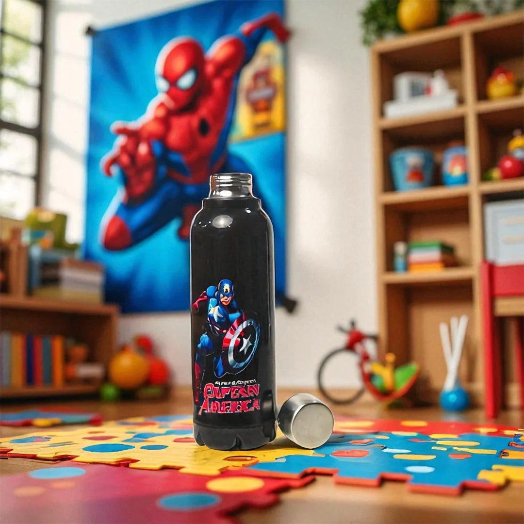 Kids Vacuum Bottle 700ml Black Captain America MM3407