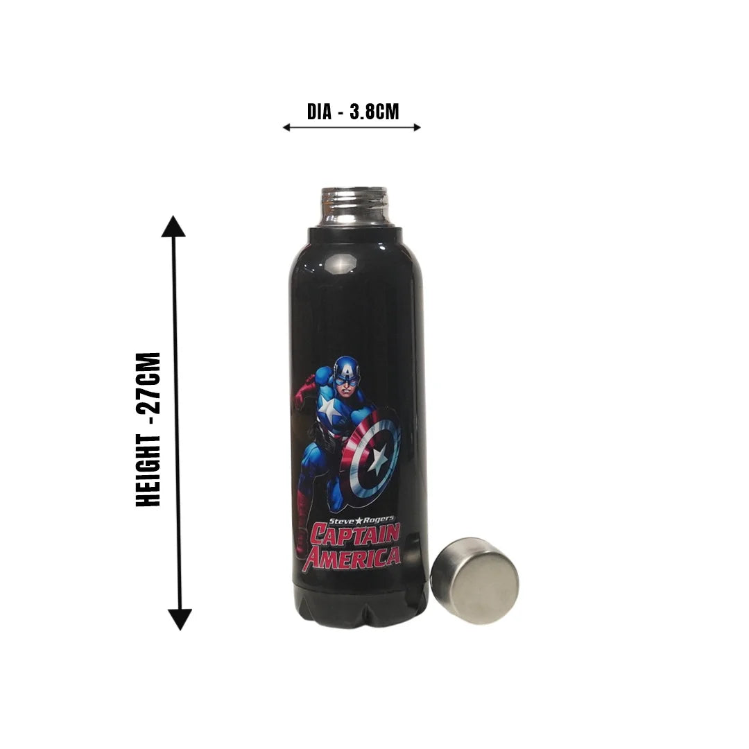 Kids Vacuum Bottle 700ml Black Captain America MM3407
