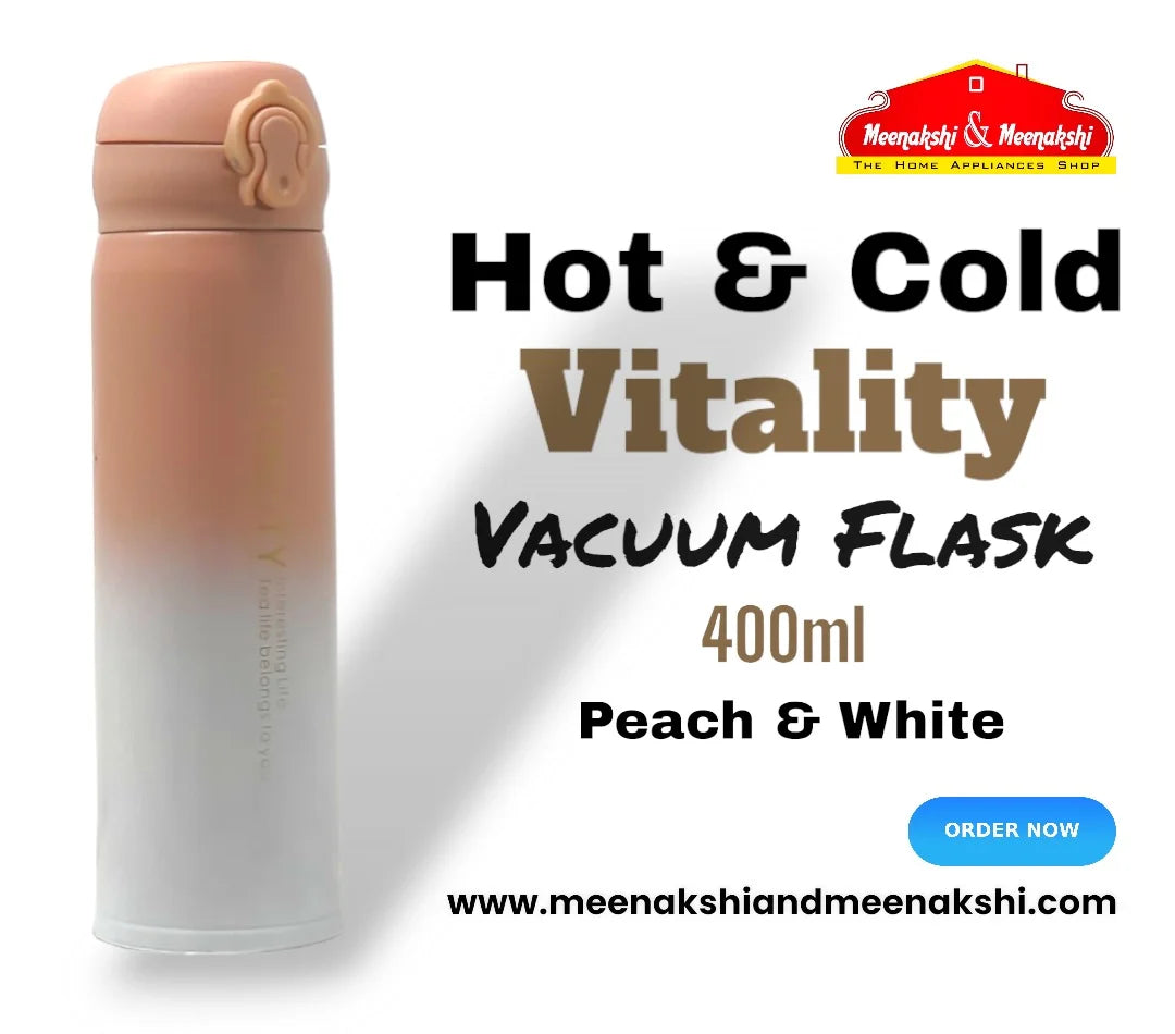 Hot & Cold Vitality Vacuum Flask 400 ml Peach & White MM859