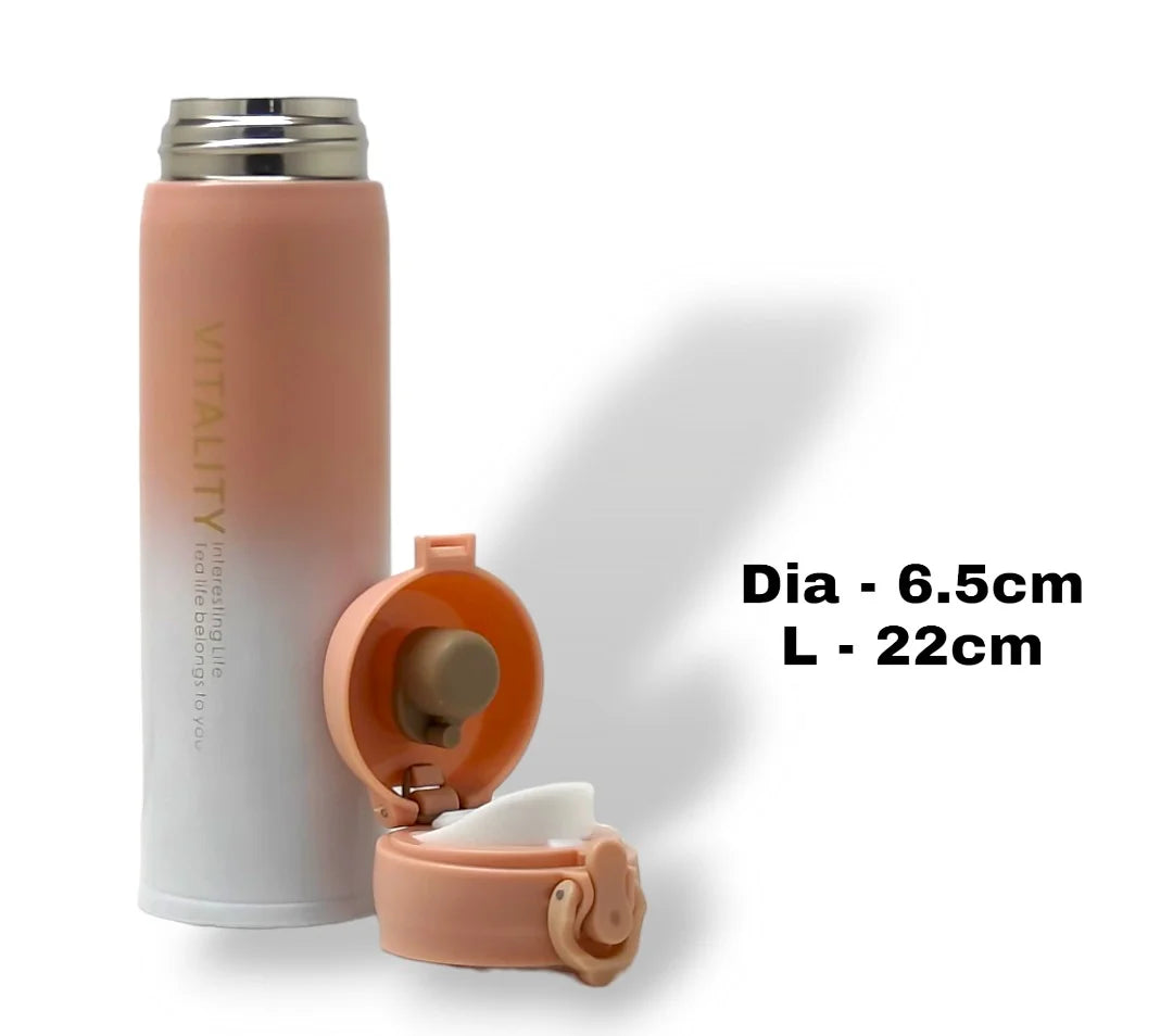 Hot & Cold Vitality Vacuum Flask 400 ml Peach & White MM859