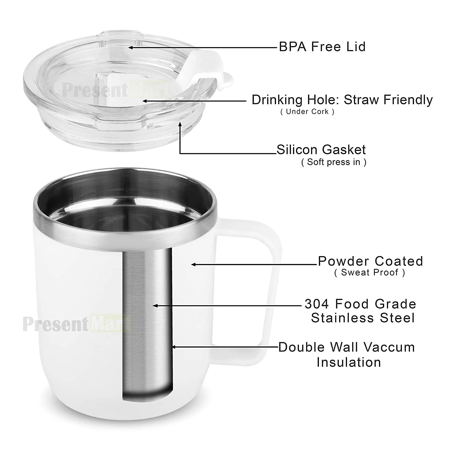 250ml Vaccum Mug with Sipper Lid Black