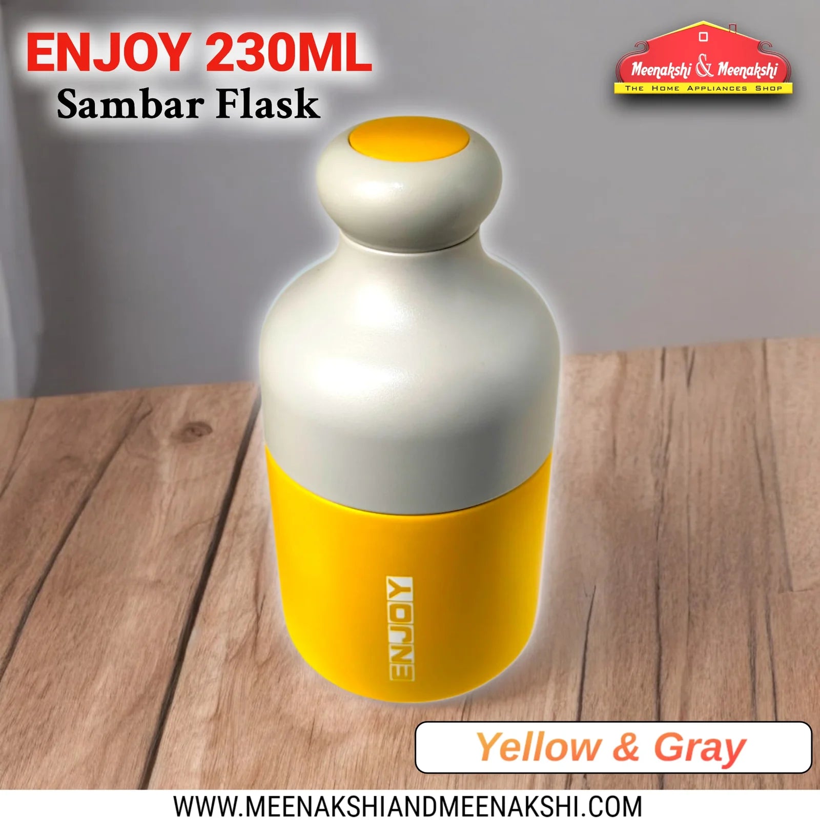 MM Enjoy 230ml Juice & Sambar Flask Yellow & Gray MM2659
