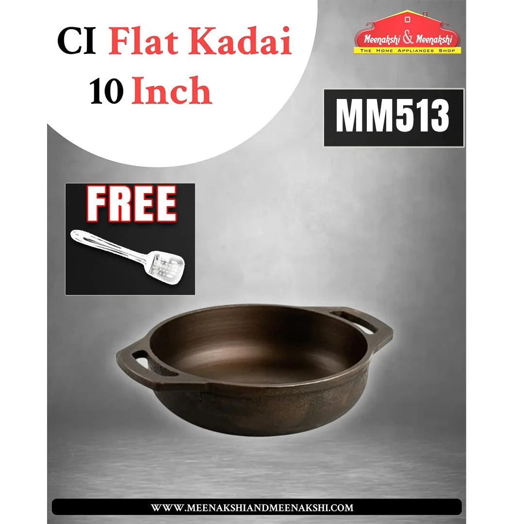 CI FLAT KADHAI 10 Inch
