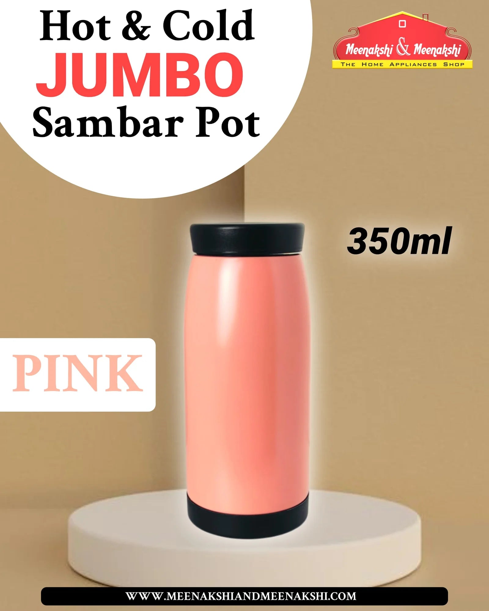 Hot & Cold Jumbo Sambar Pot Pink 350ml MM2382