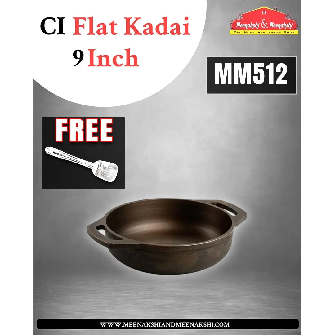 CI FLAT KADHAI 9 Inch