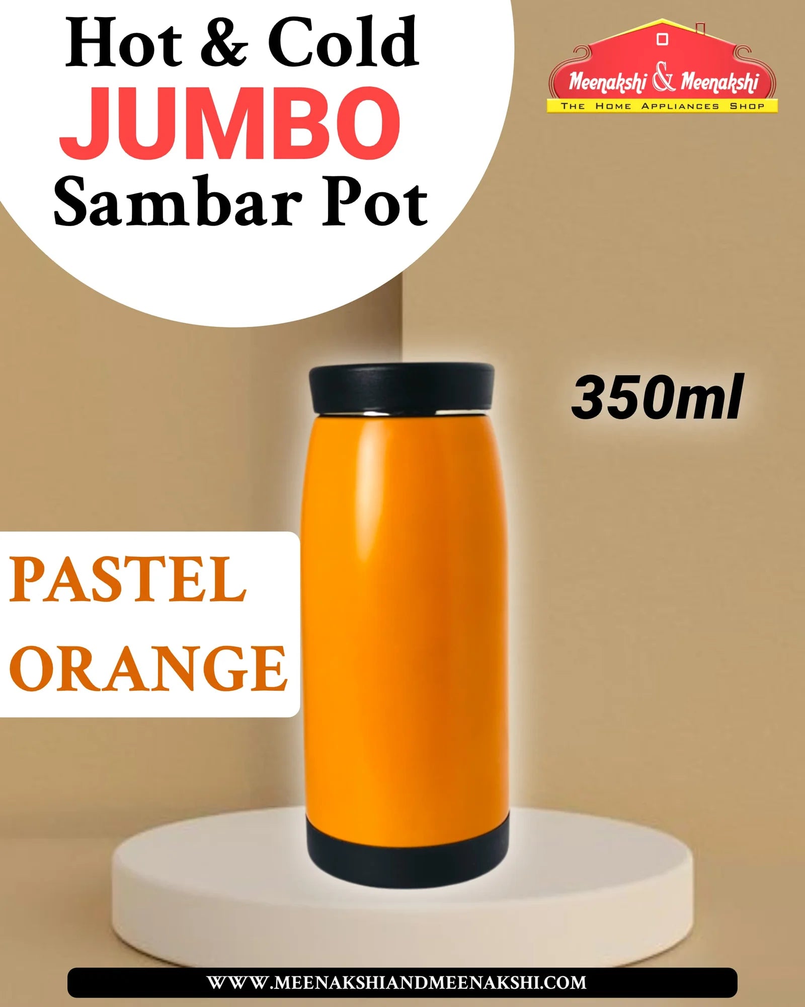 Hot & Cold Jumbo Sambar Pot Pastel Orange 350ml MM2380