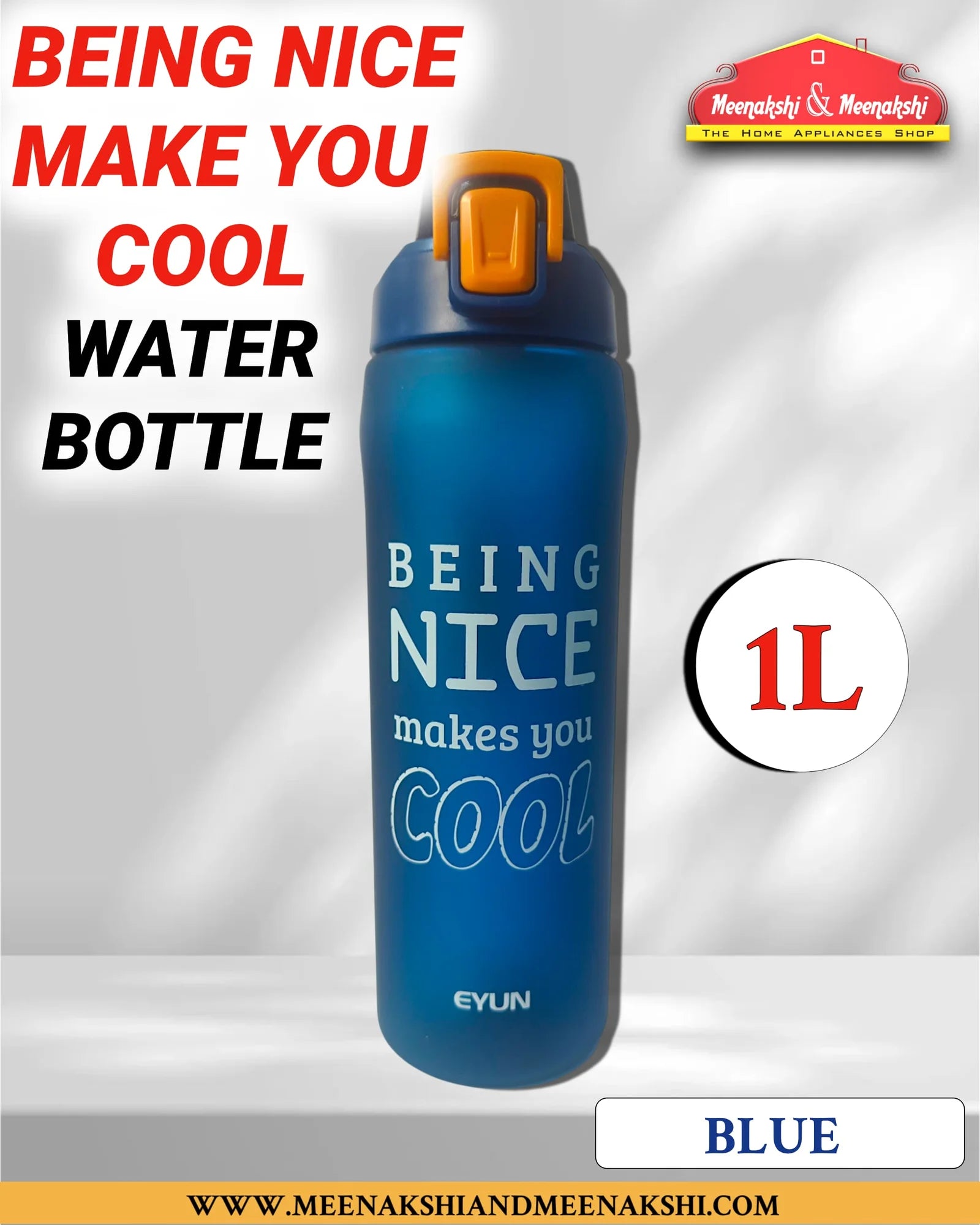 Being Nice Makes You Cool Water Bottle Blue MM2703