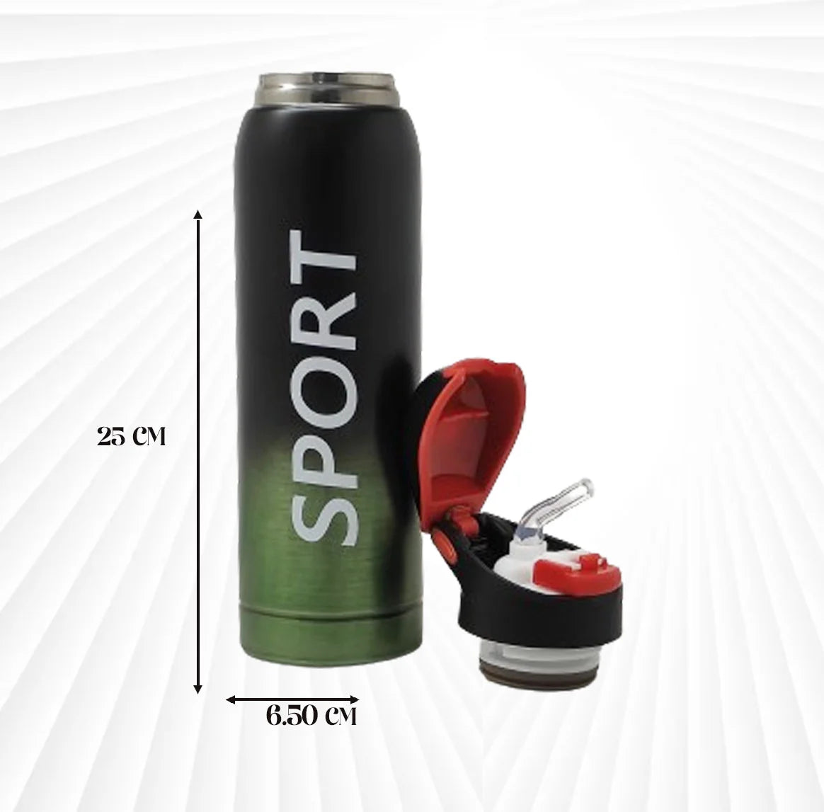 Hot & Cold Sports Bottle 450 ml Black & Green MM748