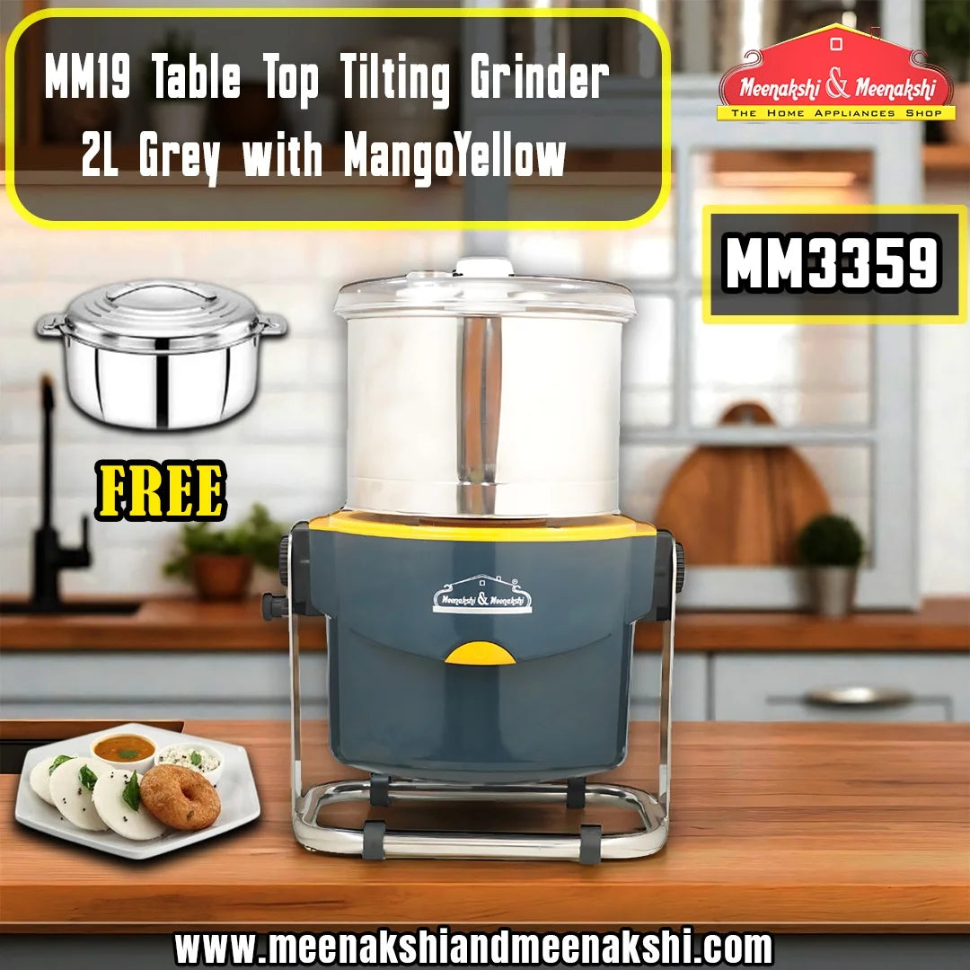 MM19 Table Top Tilting Grinder 2L Grey with MangoYellow MM3359