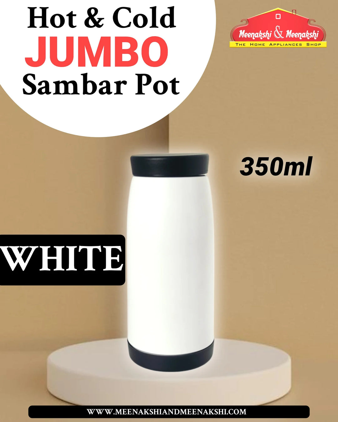 Hot & Cold Jumbo Sambar Pot White 350ml MM2379