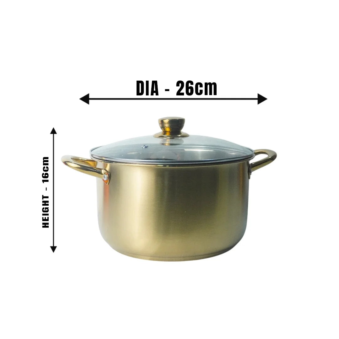 MM SS Gold PVD Coating 8PCS Stock Pot with Glass Lid Combo MM3322