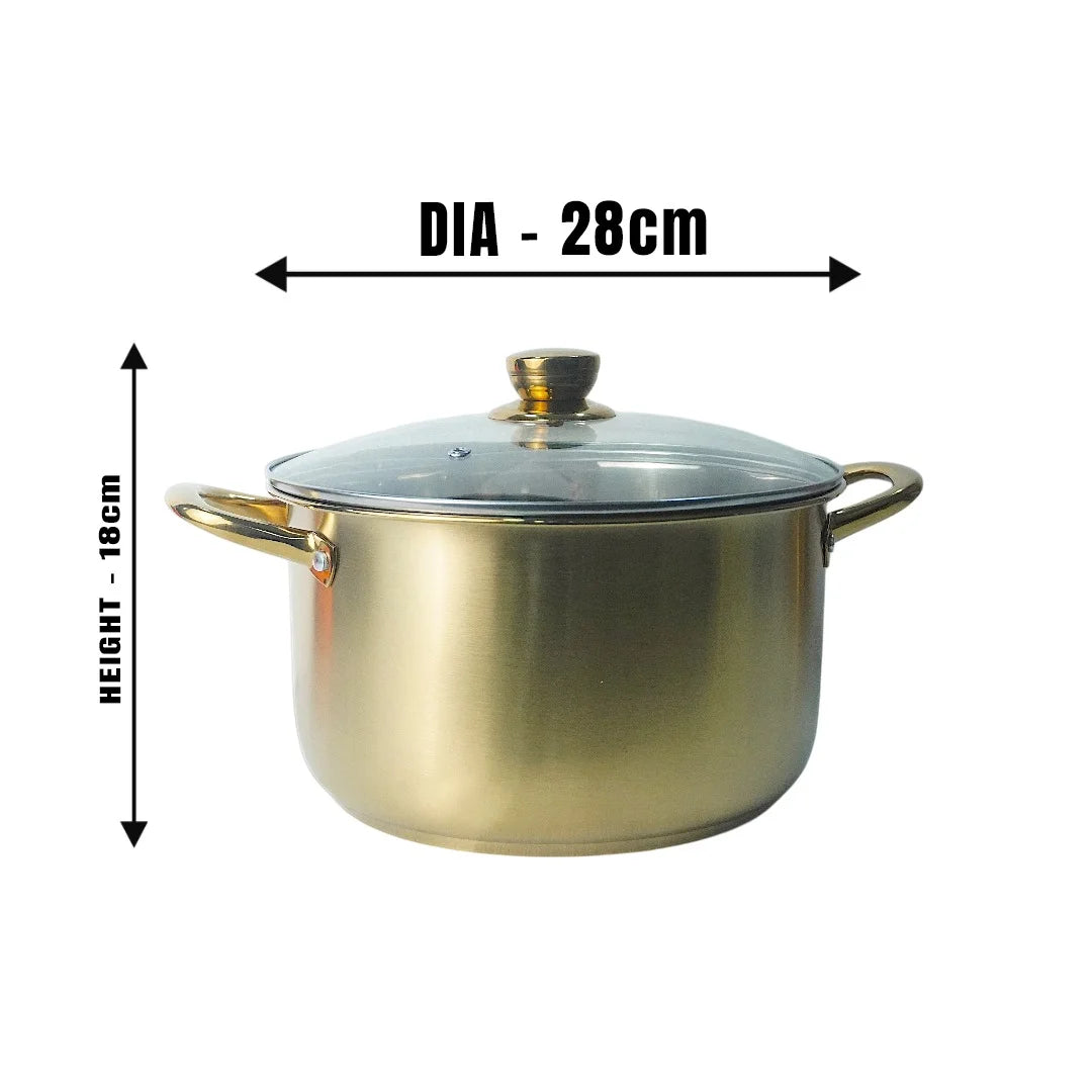 MM SS Gold PVD Coating Stock Pot with Glass Lid 4.8L & 7.8L Combo MM3321