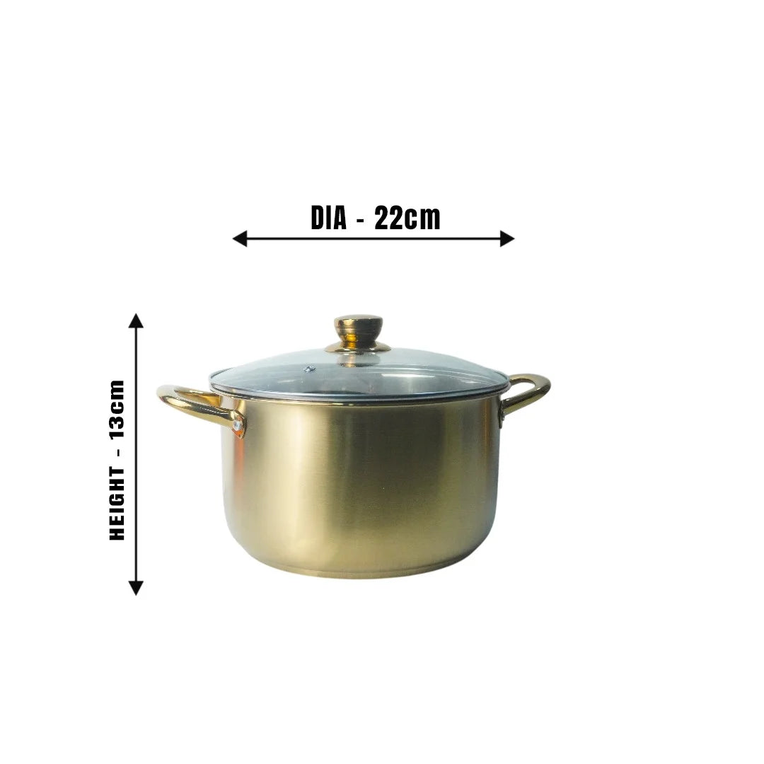 MM SS Gold PVD Coating Stock Pot with Glass Lid 3.6L & 6L Combo MM3320