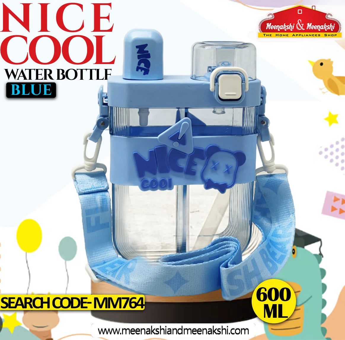 Nice Cool Water Bottle Blue 600ml MM764