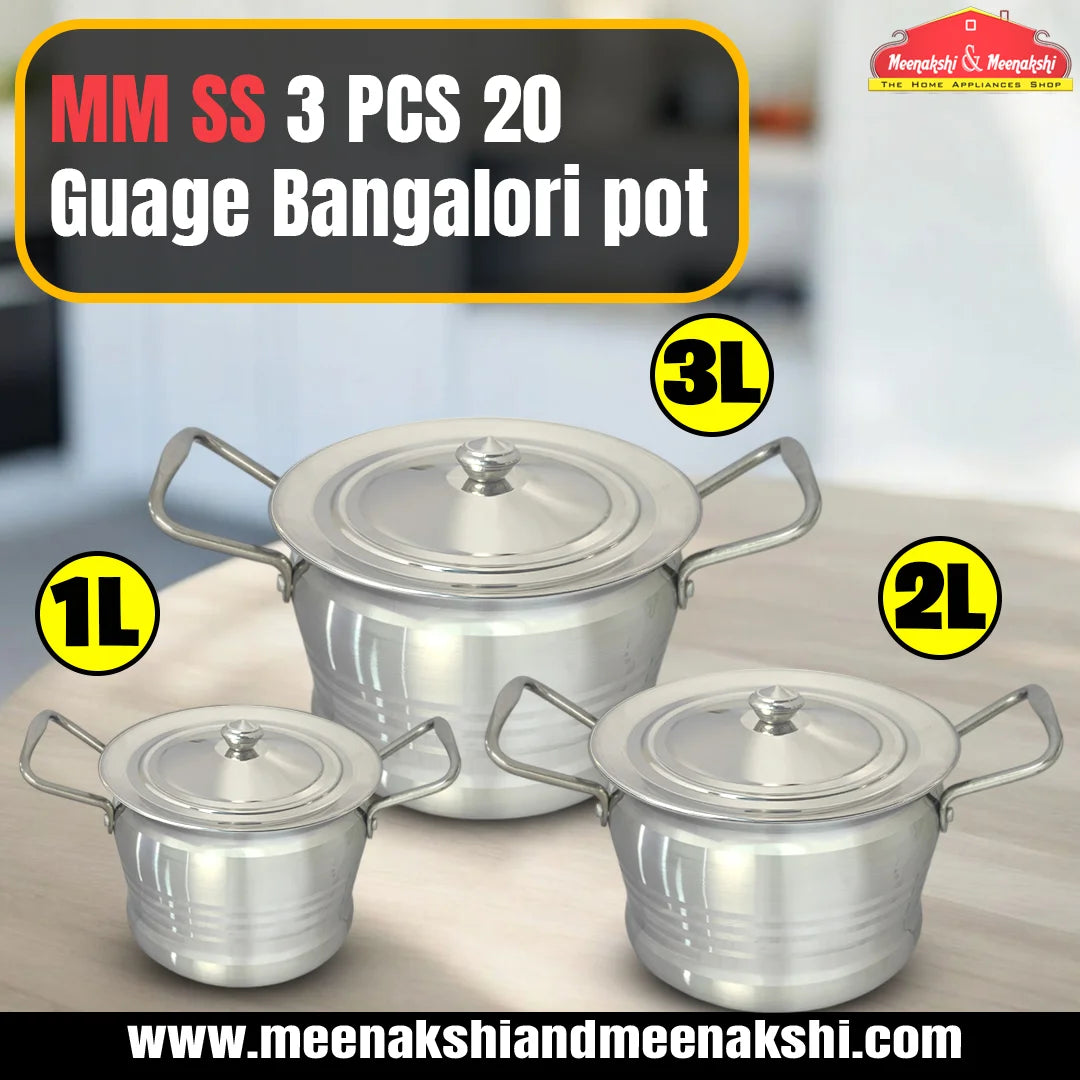 MM SS 3PCS 20 Guage Bangalori Pot Combo MM3040