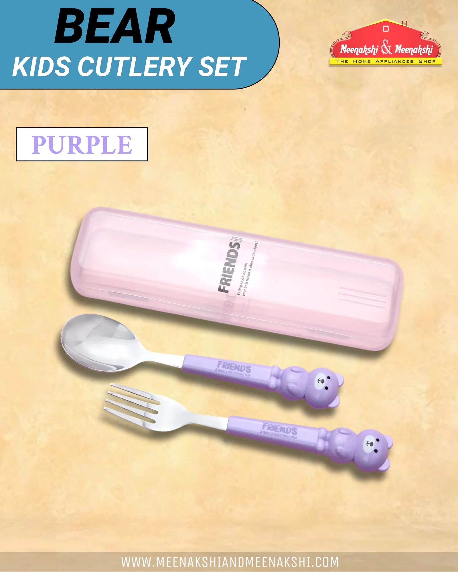 Bear Kids Cutlery Set Purple MM2110