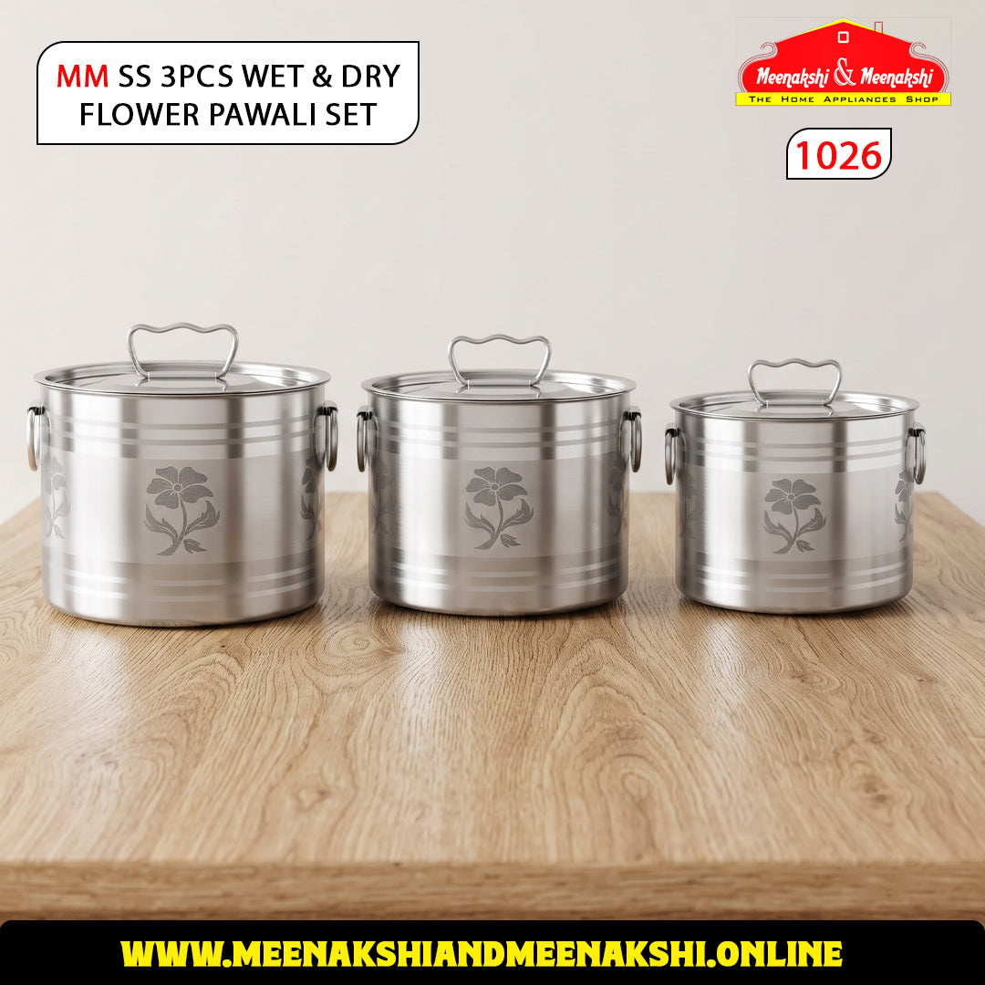 MM SS 3PCS Wet & Dry Flower Pawali Set Combo