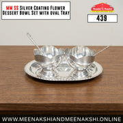 MM SS Silver Coating Flower Dessert Bowl Set with Oval Tray 439
