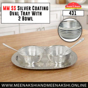 MM SS Silver Coating Oval Tray With 2 Bowl 431