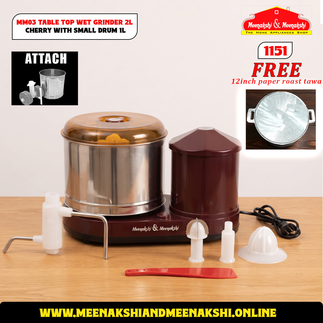 MM03 Table Top Wet Grinder 2L Cherry With Small Drum 1L 1151