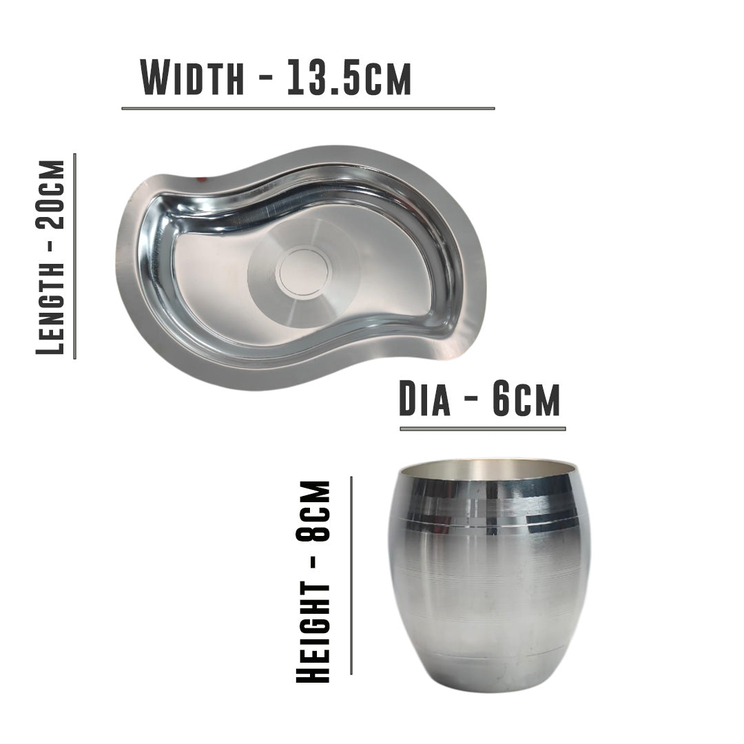 MM SS Silver Coating Matka Tray With 2 Glass 434