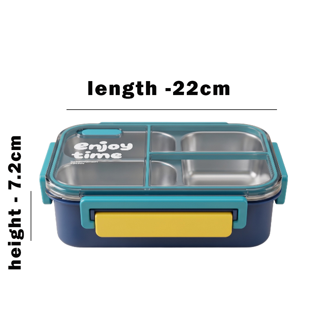 Bento 3 Partition Lunch Box Square 4 Clip Lock