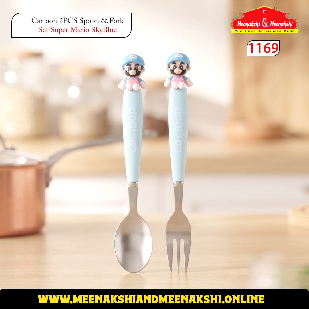Cartoon 2PCS Spoon & Fork Set Super Mario