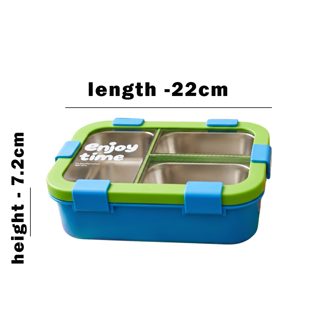 Bento 3 Partition Lunch Box Square 6 Clip Lock