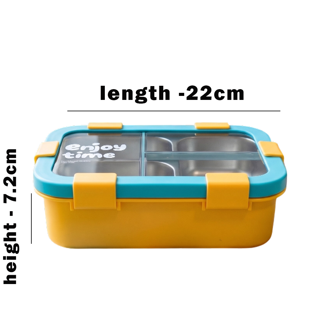 Bento 3 Partition Lunch Box Square 6 Clip Lock
