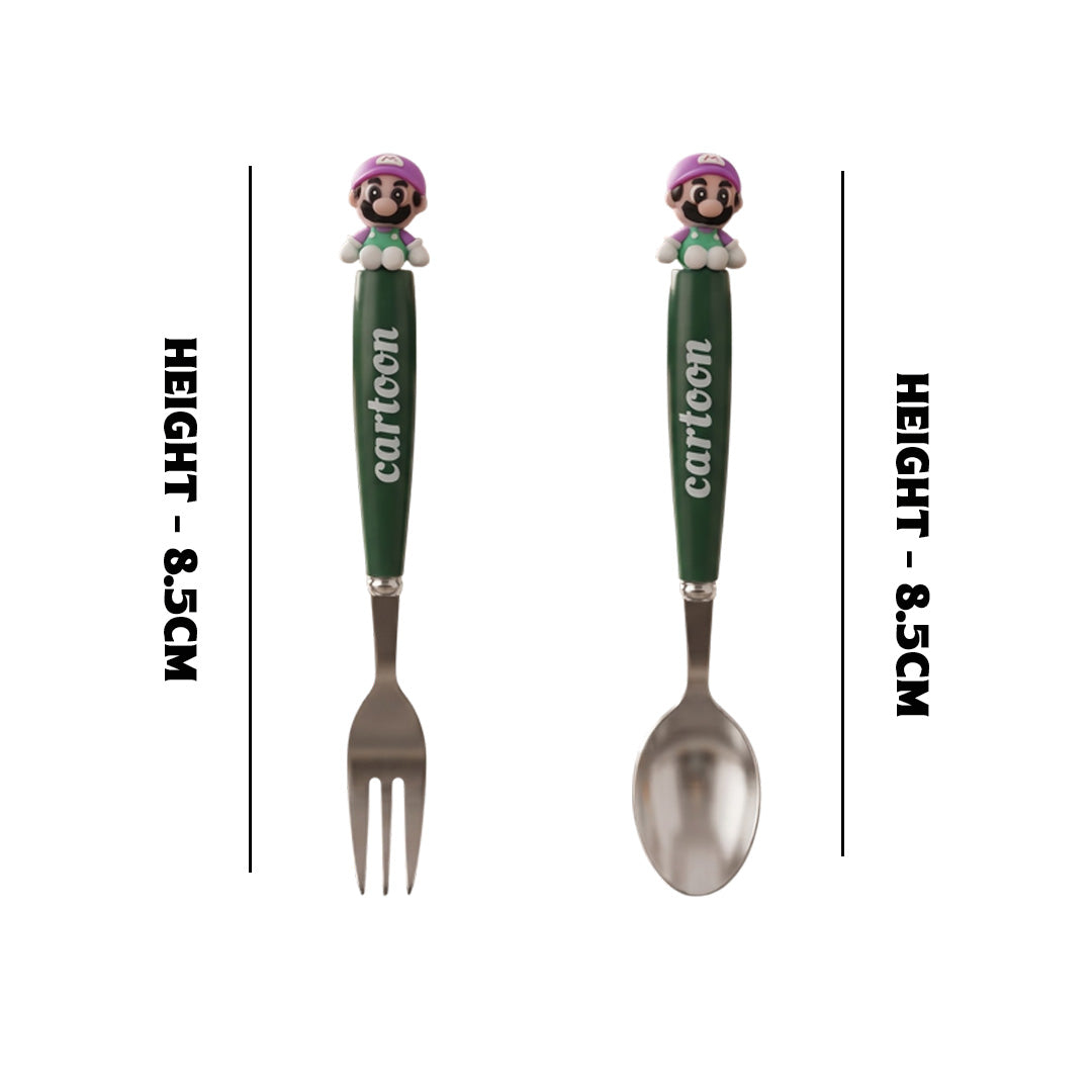 Cartoon 2PCS Spoon & Fork Set Super Mario