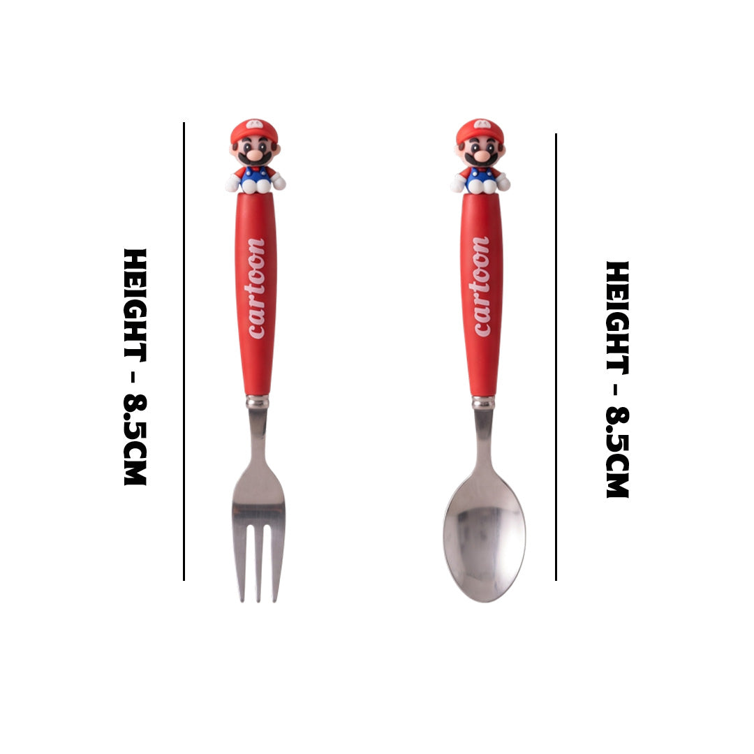Cartoon 2PCS Spoon & Fork Set Super Mario