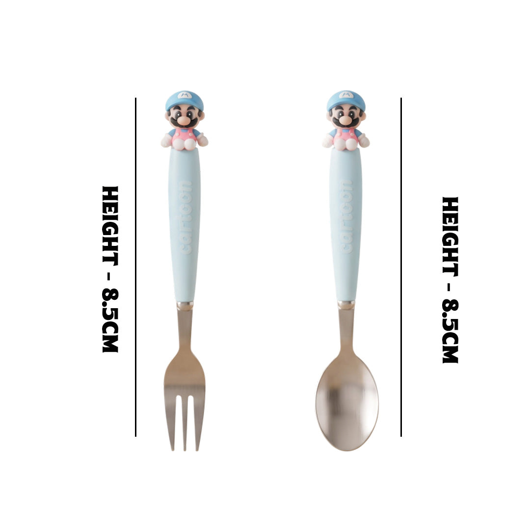Cartoon 2PCS Spoon & Fork Set Super Mario