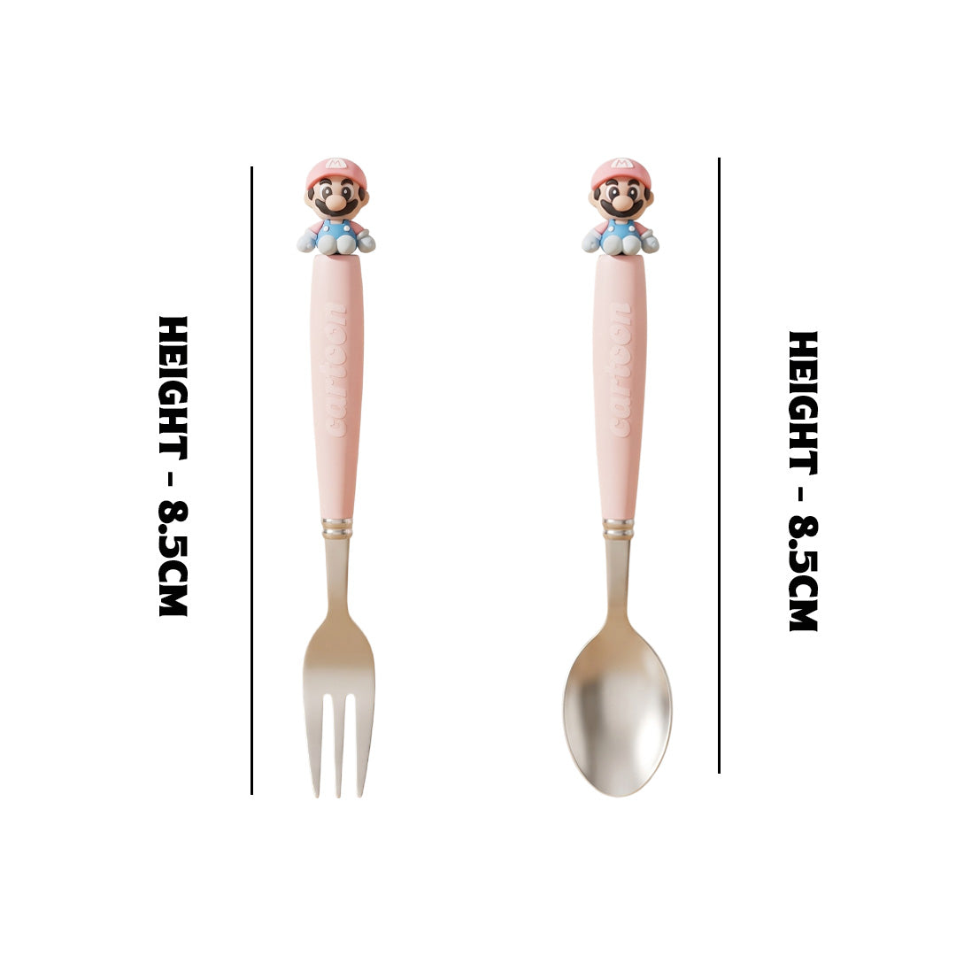 Cartoon 2PCS Spoon & Fork Set Super Mario