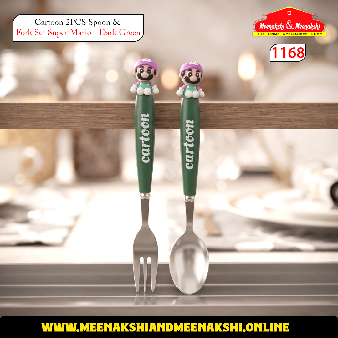 Cartoon 2PCS Spoon & Fork Set Super Mario