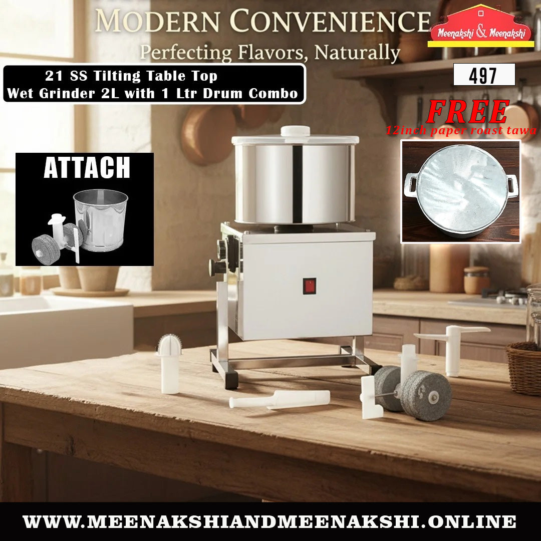 MM 21 SS Tilting Table Top Wet Grinder 2L With Drum 497