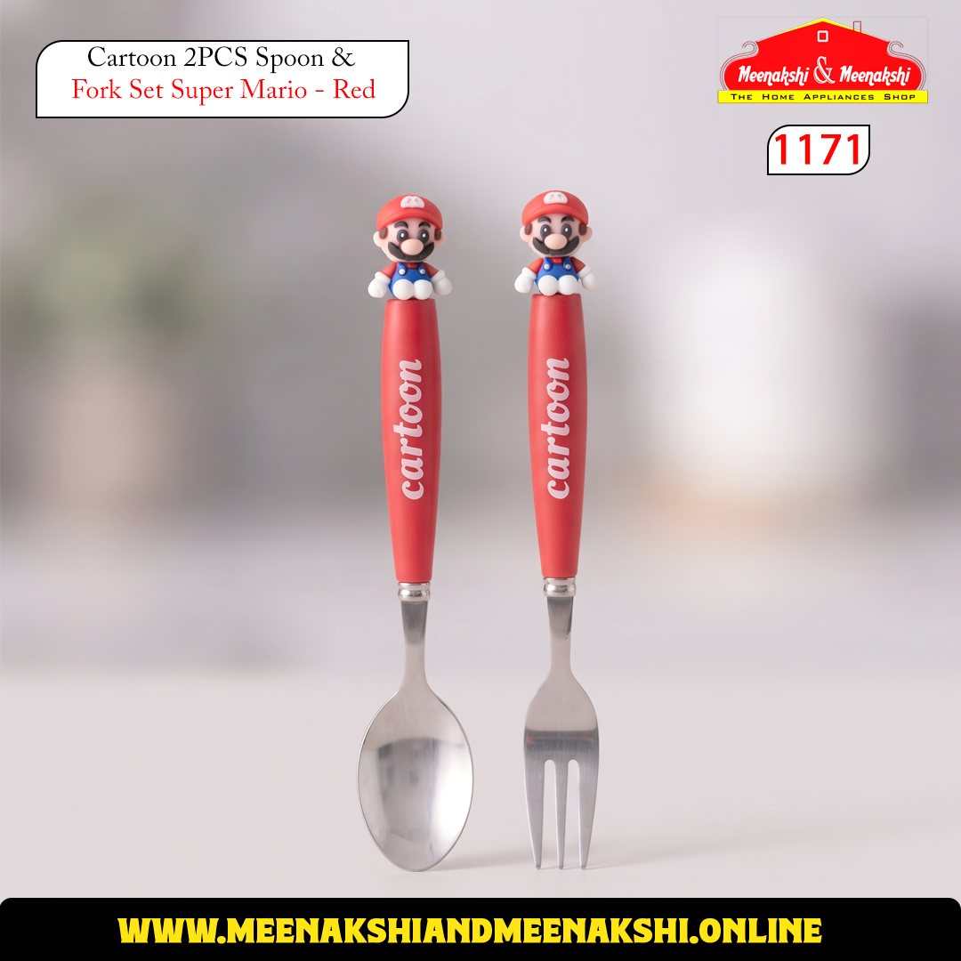 Cartoon 2PCS Spoon & Fork Set Super Mario