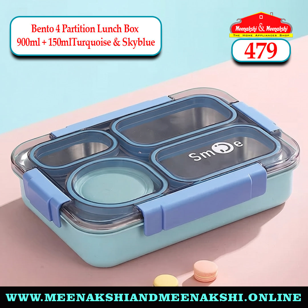 Bento 4 Partition Lunch Box 900ml + 150ml